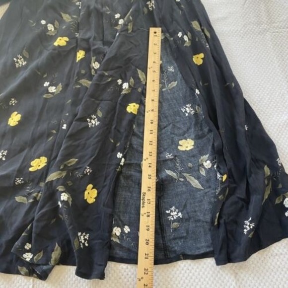 Urban Outfitters Maxi Dress Lindsey Black Floral Open Tie Back Slit large - Picture 15 of 16